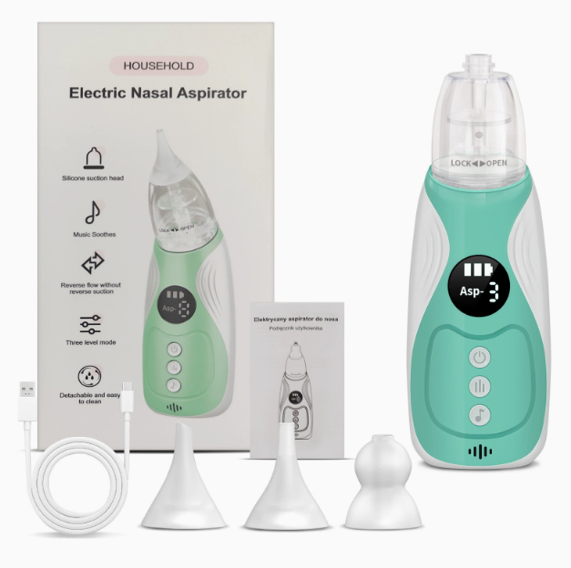 💨🛡️ Elektromos orrszívó – Automatikus, könnyen tisztítható, halk működés, szilikon orrvégződés, nem bántja az orrnyálkahártyát 🧼