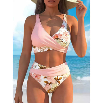 🌸 Magas derekú virágmintás bikini – Alakformáló, csinos, raktáron 👙⚡
