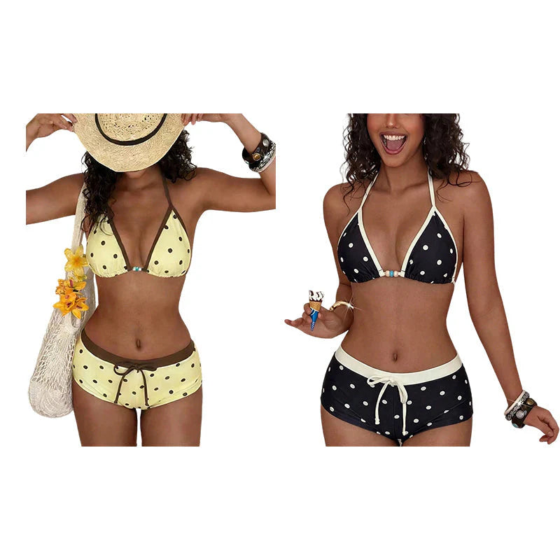👙 Pöttyös bikini nyakpánttal