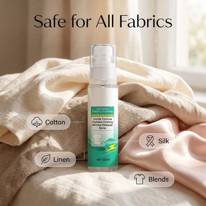 👕✨ Ránctalanító spray ruhákhoz – Kíméletes összetétel, hordozható kiszerelés – Vasalás nélkül, azonnal friss ruhák utazáshoz és otthonra 🌿💨