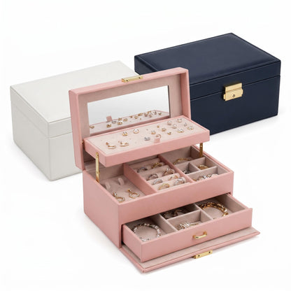 🎀 Kétszintes ékszeres doboz – Minimalista design, európai elegancia, nagy távolság a káosz ellen 🧹🕰️