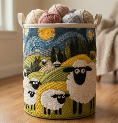 🐑🍅 Kézzel varrt „Bárányparadicsom” mosókosár – Családias hangulatú tároló – Praktikus és dekoratív darab otthonába 🧺