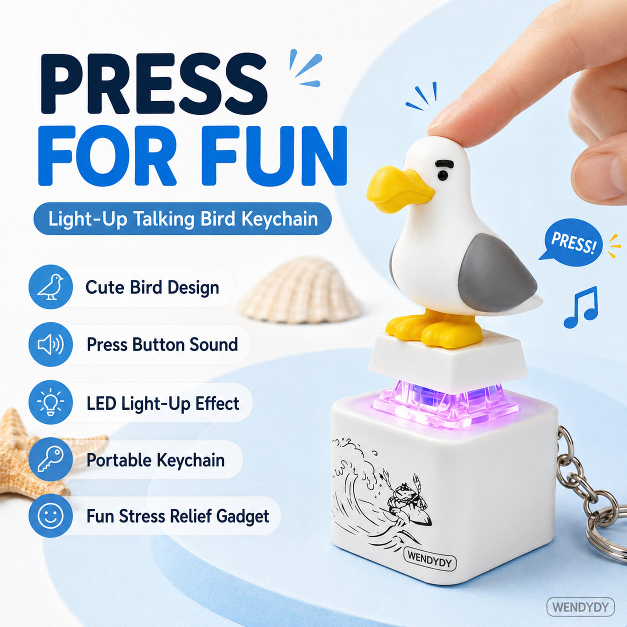 🐦 “Mine Little Bird” – a hangvezérelt, világító kulcstartó, ami sötétben is megtalálja a kulcsaidat 🔦