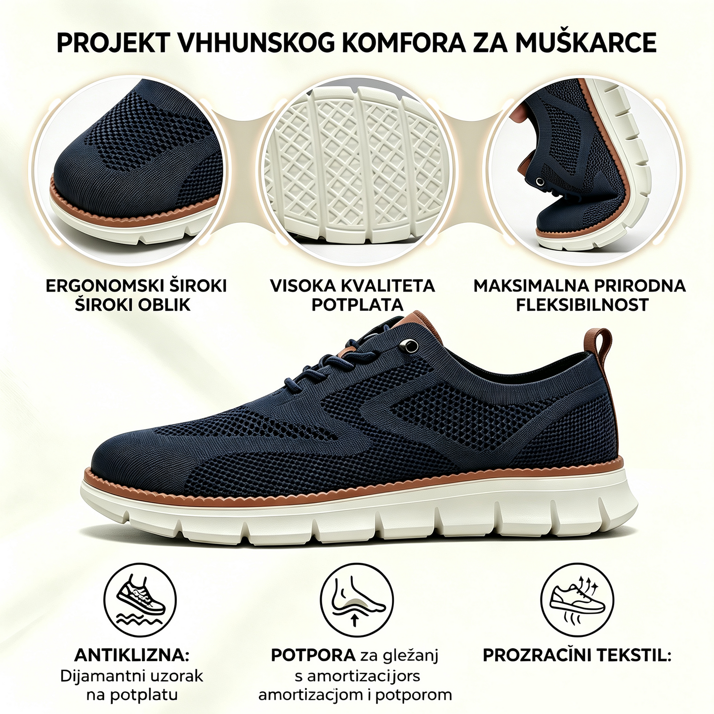 🔥 Današnja posebna ponuda: 50% popusta! ⏰ Prozračne i neklizajuće mokasine! S potporom svoda stopala i podstavljenim međupotplatom, recite zbogom bolovima u stopalima.