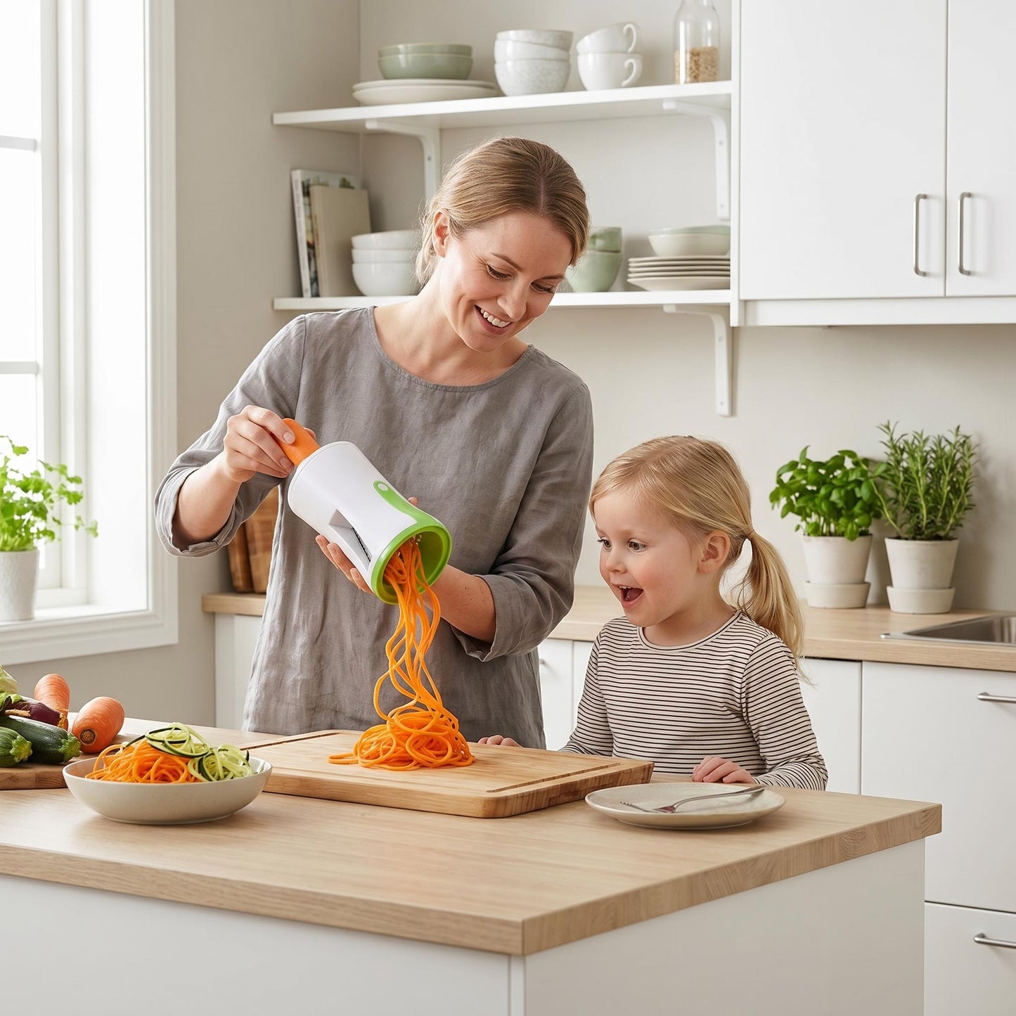 🥕 Spirálozd fel a zöldségeket – a kézi többfunkciós spirálvágó, amely egészséges és szórakoztató főzést varázsol 🍝