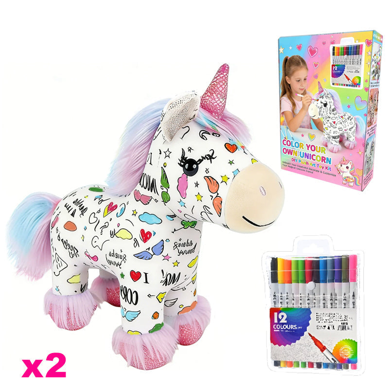 🦄🎨 Kifestő készlet egyszarvú plüssállathoz – Csináld magad színező szett – Kreatív játék gyerekeknek, saját, színes plüssállat készítése 🖌️✨