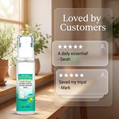 👕✨ Ránctalanító spray ruhákhoz – Kíméletes összetétel, hordozható kiszerelés – Vasalás nélkül, azonnal friss ruhák utazáshoz és otthonra 🌿💨