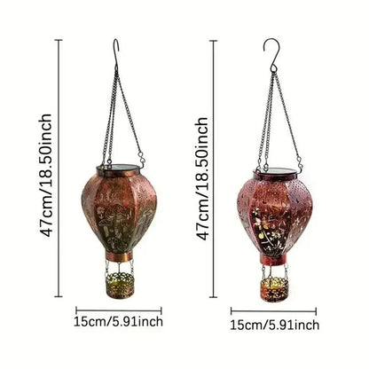 🔋✨ Hőlégballon napelemes kerti lámpa – Nappal tölt, éjjel világít, 6‑12 óra fény, esőálló 🌧️💡