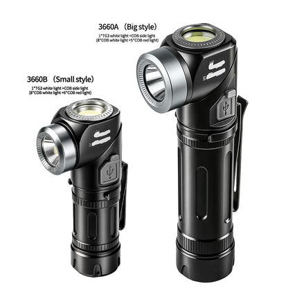💡 LED-es fejlámpa + zseblámpa – 90°-ban forgatható fej, erős fény, kéznél van mindig 🧰🔋