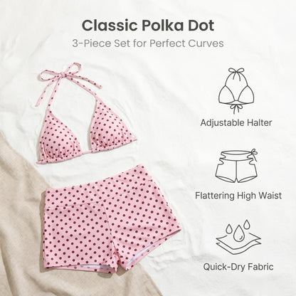 👙 Pöttyös háromszög bikini alsó oldalt megkötővel – a 3 részes szett, amit a nyaraláson is imádni fogsz 🌊