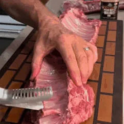 🍖 Rozsdamentes acél BBQ bordanyúzó – Csúszásmentes markolat, gyors bőrtávolítás – Hatékony kiegészítő grillezéshez, sütéshez 🔪