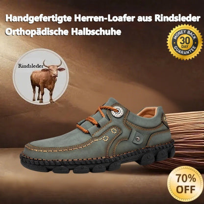 🐂 Sapatos ortopédicos para homem feitos em pele de bezerro👞 Costurados à mão✅ Alivia as dores nos pés - Caminhada confortável