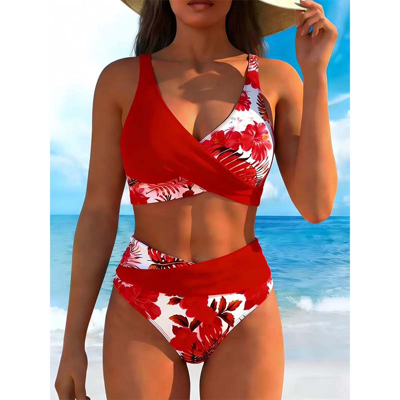 🌸 Magas derekú virágmintás bikini – Alakformáló, csinos, raktáron 👙⚡