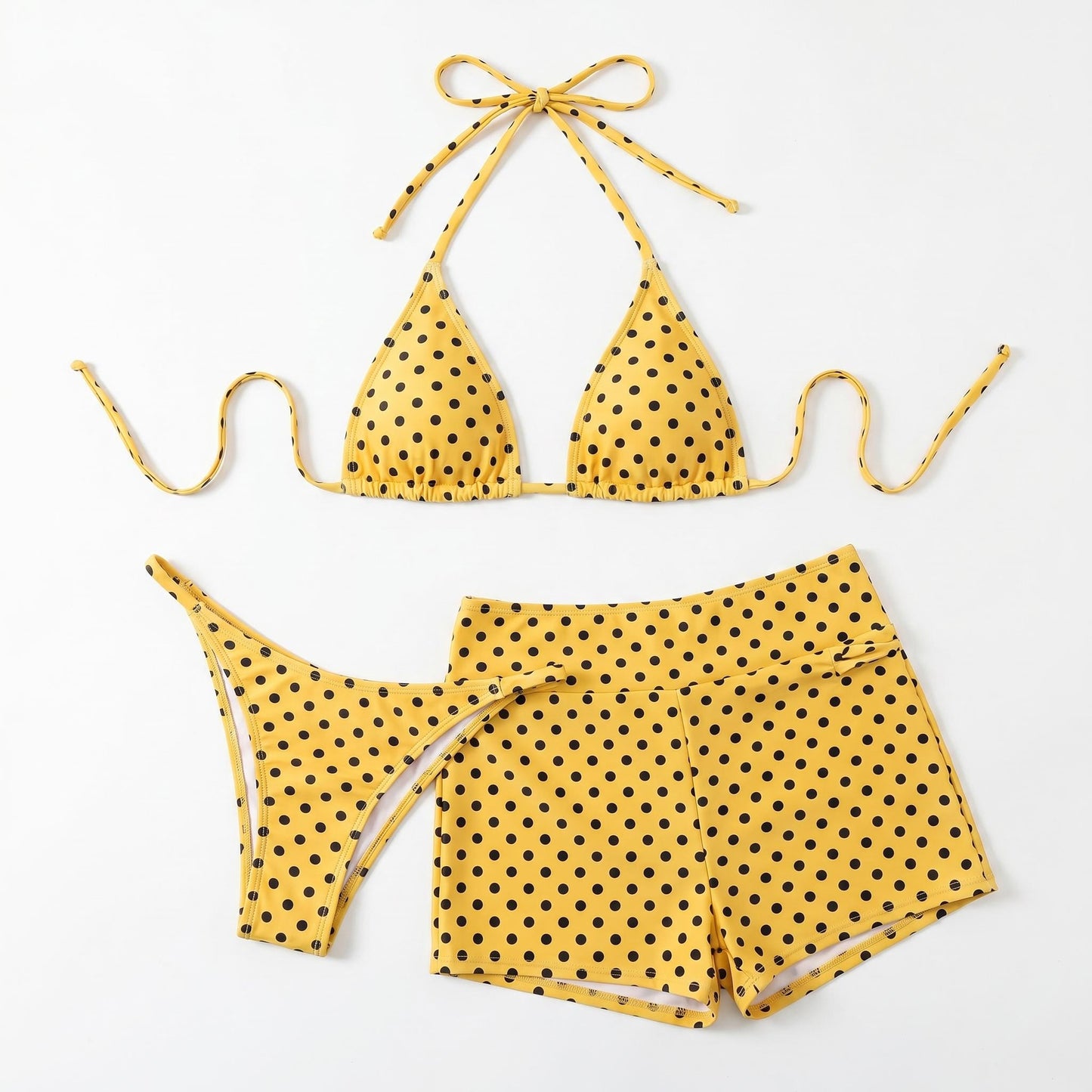 👙 Pöttyös háromszög bikini alsó oldalt megkötővel – a 3 részes szett, amit a nyaraláson is imádni fogsz 🌊