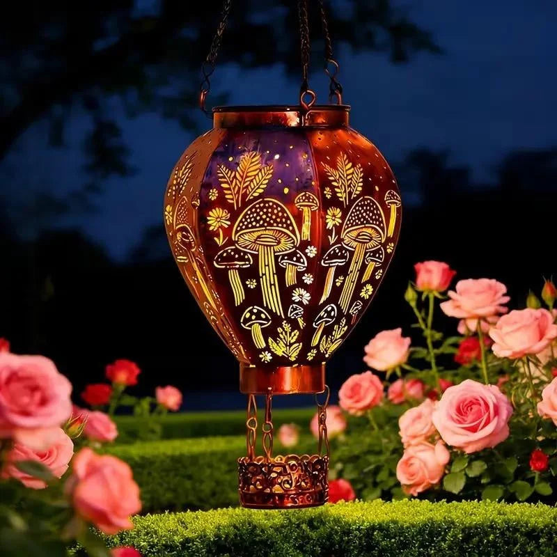 🔋✨ Hőlégballon napelemes kerti lámpa – Nappal tölt, éjjel világít, 6‑12 óra fény, esőálló 🌧️💡