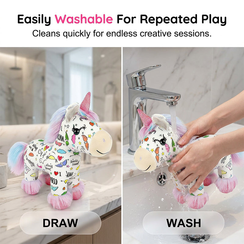 🦄🎨 Kifestő készlet egyszarvú plüssállathoz – Csináld magad színező szett – Kreatív játék gyerekeknek, saját, színes plüssállat készítése 🖌️✨
