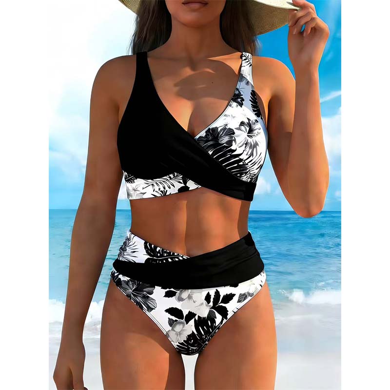 🌸 Magas derekú virágmintás bikini – Alakformáló, csinos, raktáron 👙⚡