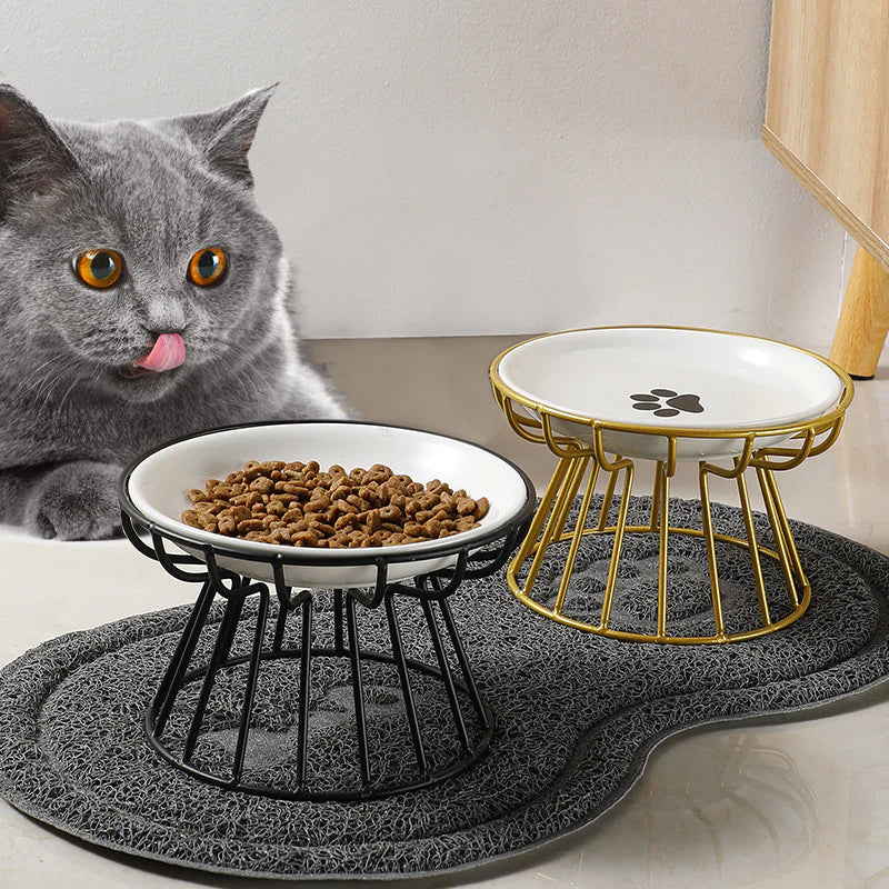 🐱 Kerámia macskatál magas vasállvánnyal – Kényelmes és egészséges étkezés a szőrös barátodnak! 🍽️