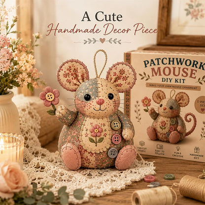 🧵🐭 Patchwork egér DIY varrókészlet – Minden, ami egy bájos foltvarrás egér elkészítéséhez kell ✂️
