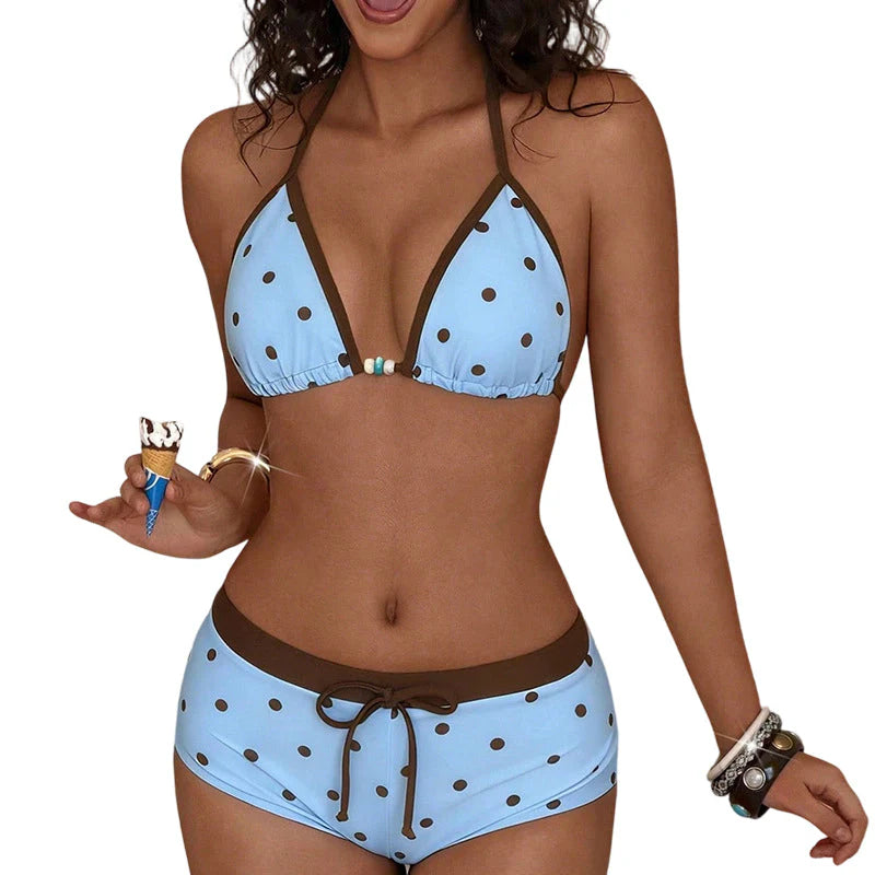 👙 Pöttyös bikini nyakpánttal