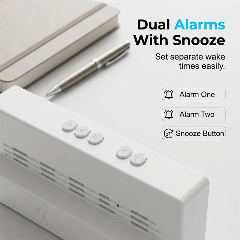 ⏰✨ Minimalista digitális ébresztőóra hálószobába és irodába – Letisztult design, precíz időzítés 🛏️💼