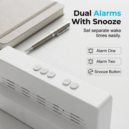 ⏰✨ Minimalista digitális ébresztőóra hálószobába és irodába – Letisztult design, precíz időzítés 🛏️💼