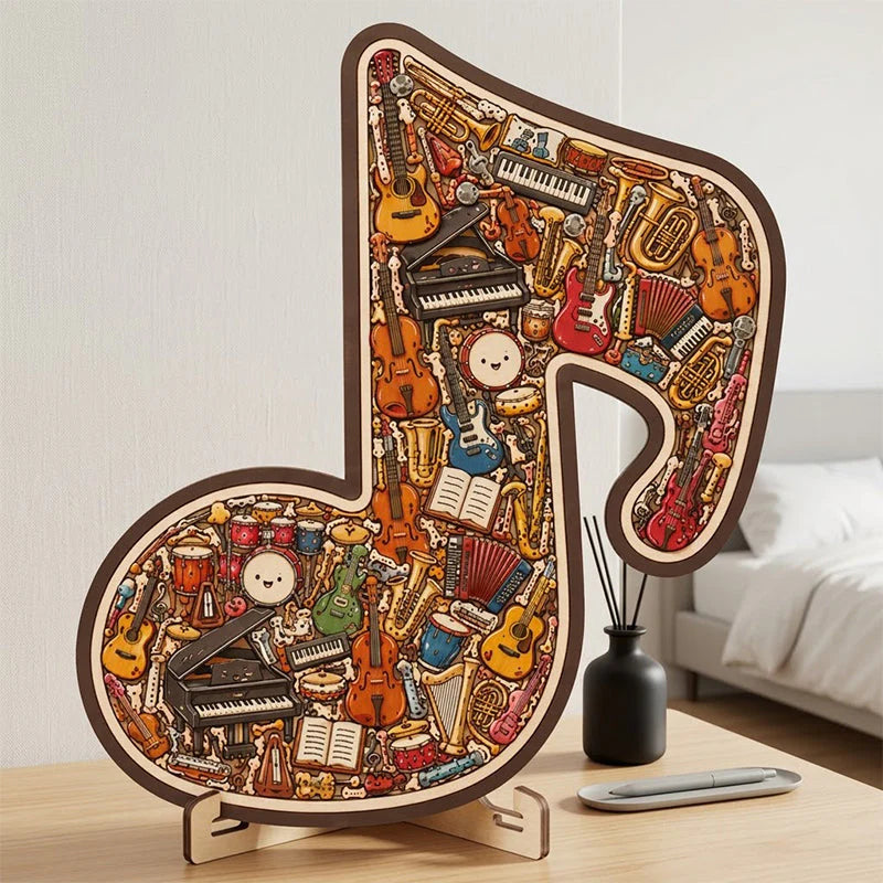 🎸 Élvezze a kreatív zenei kihívást – Fa hangszer alakú kirakós játék – Utánvétes 🧩