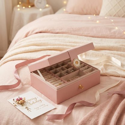 🎀 Kétszintes ékszeres doboz – Minimalista design, európai elegancia, nagy távolság a káosz ellen 🧹🕰️
