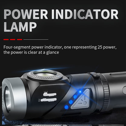 💡 LED-es fejlámpa + zseblámpa – 90°-ban forgatható fej, erős fény, kéznél van mindig 🧰🔋