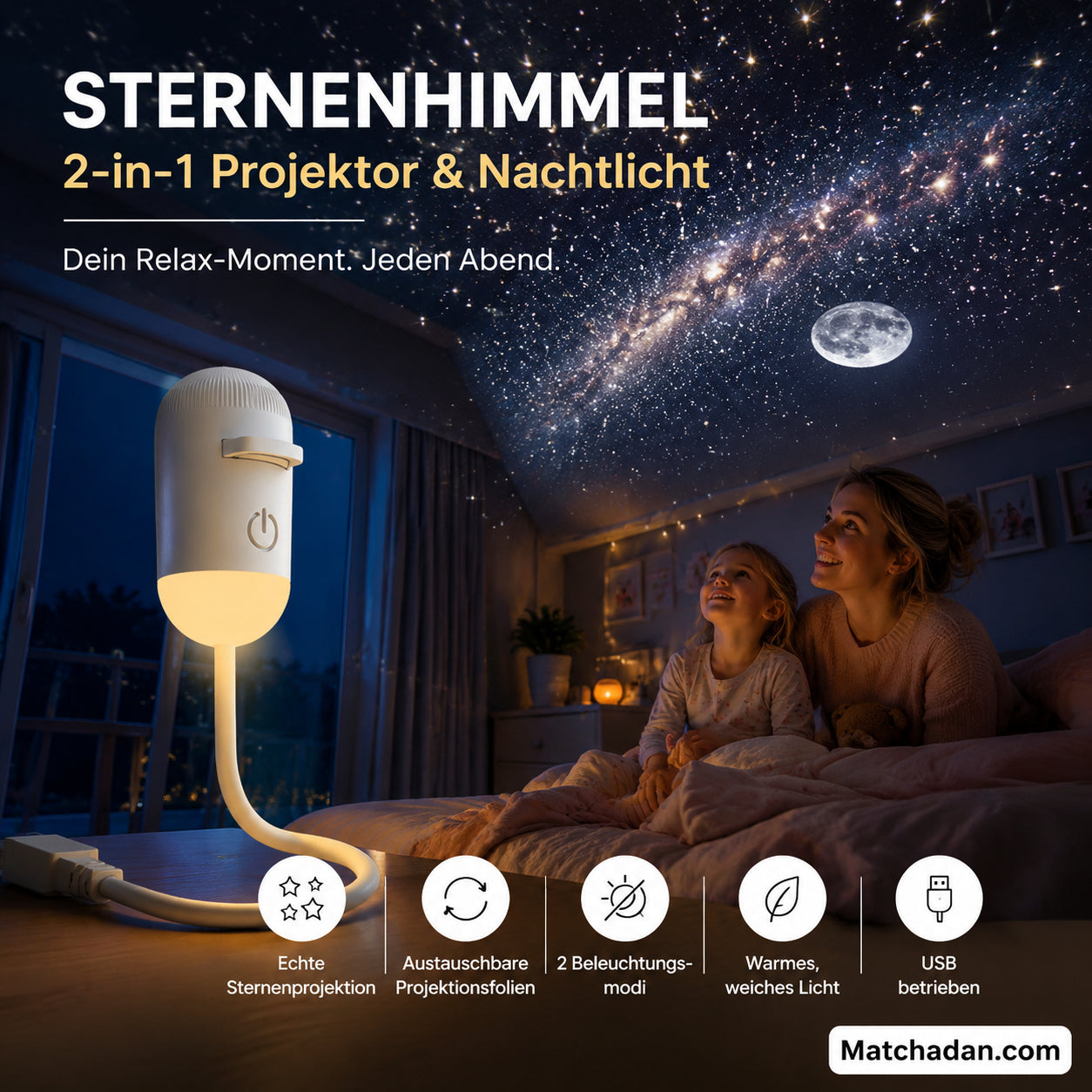 ✨ Hozd be a csillagos eget a szobádba – 2 az 1-ben vetítő és éjszakai lámpa, ami elringat az álmok világába 🌙