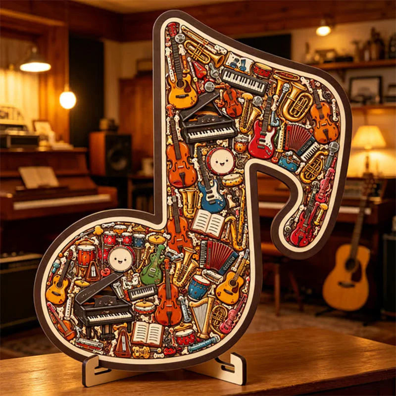 🎸 Élvezze a kreatív zenei kihívást – Fa hangszer alakú kirakós játék – Utánvétes 🧩