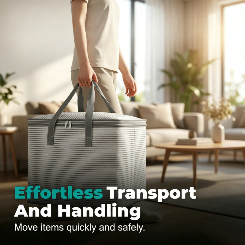 🏠👜 Tágas tárolótáska – Könnyű hordozással, összehajtható, több rekeszes szervező 🧺