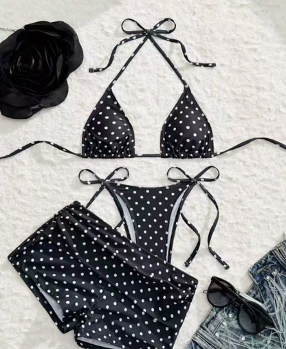 👙 Pöttyös háromszög bikini alsó oldalt megkötővel – a 3 részes szett, amit a nyaraláson is imádni fogsz 🌊