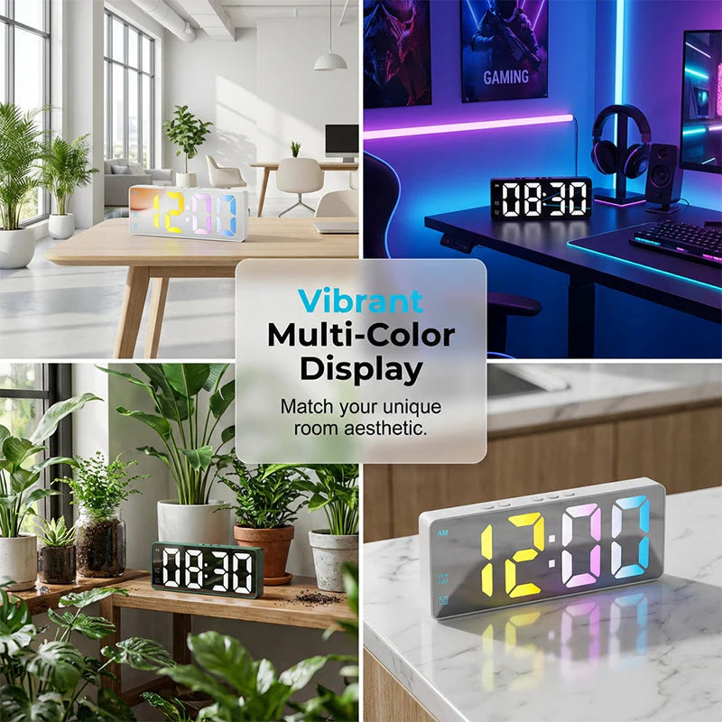 ⏰✨ Minimalista digitális ébresztőóra hálószobába és irodába – Letisztult design, precíz időzítés 🛏️💼