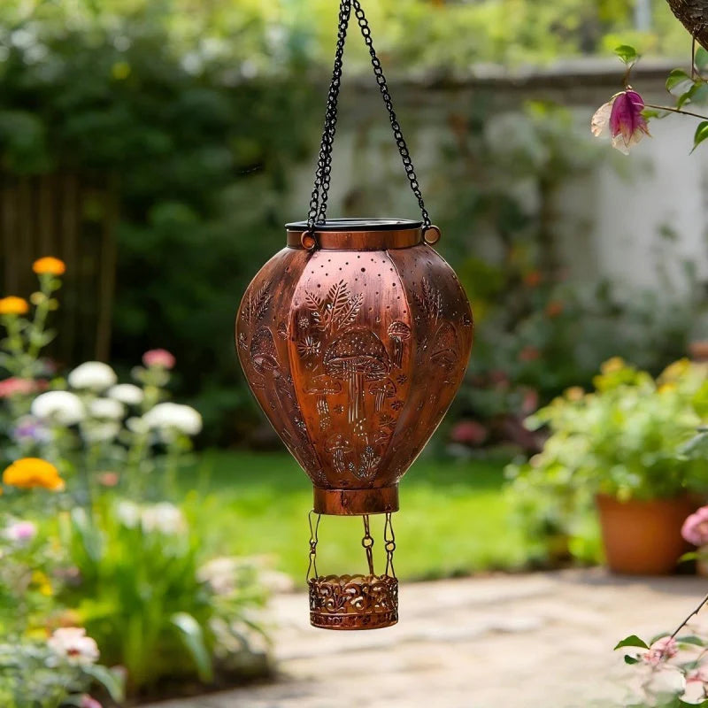 🔋✨ Hőlégballon napelemes kerti lámpa – Nappal tölt, éjjel világít, 6‑12 óra fény, esőálló 🌧️💡