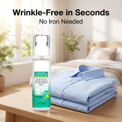 👕✨ Ránctalanító spray ruhákhoz – Kíméletes összetétel, hordozható kiszerelés – Vasalás nélkül, azonnal friss ruhák utazáshoz és otthonra 🌿💨