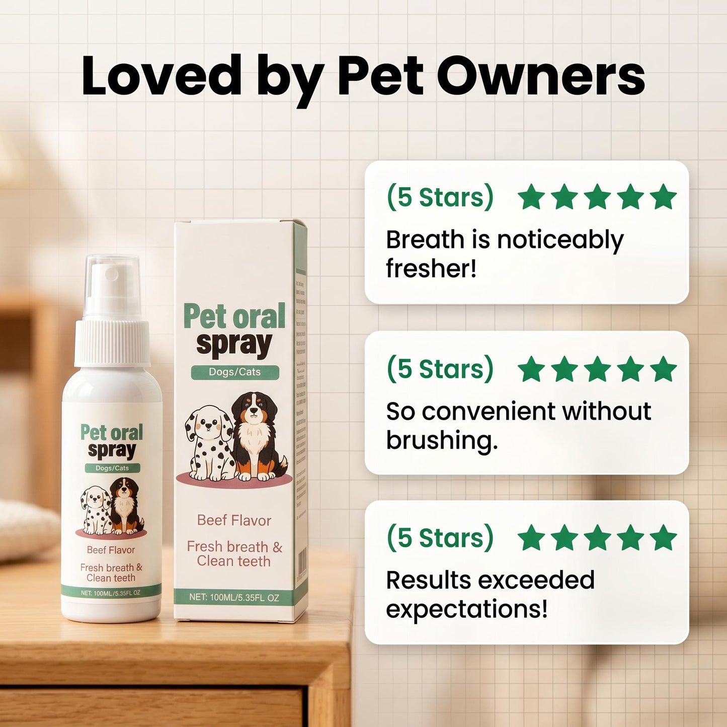 🐶 Kíméletes szájápoló spray háziállatok számára – Napi tisztítás fogmosás nélkül – Frissesség és egészséges lehelet kutyáknak és macskáknak 🐱
