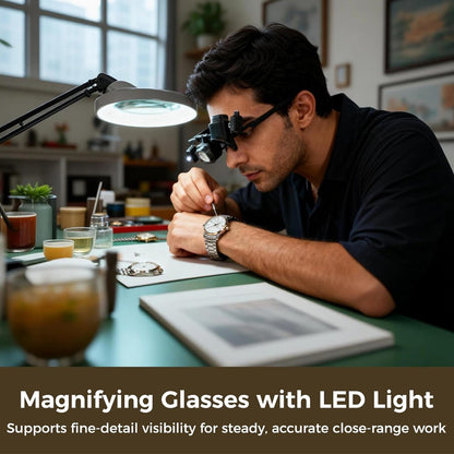 ⚙️🔋 LED-es nagyító kézi és elektronikus módban – Állítható nagyítás, erős LED fény, kényelmes szemvédelem 🛡️