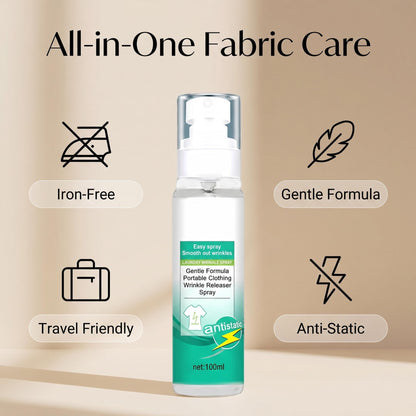 👕✨ Ránctalanító spray ruhákhoz – Kíméletes összetétel, hordozható kiszerelés – Vasalás nélkül, azonnal friss ruhák utazáshoz és otthonra 🌿💨