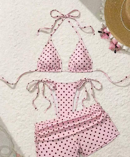 👙 Pöttyös háromszög bikini alsó oldalt megkötővel – a 3 részes szett, amit a nyaraláson is imádni fogsz 🌊
