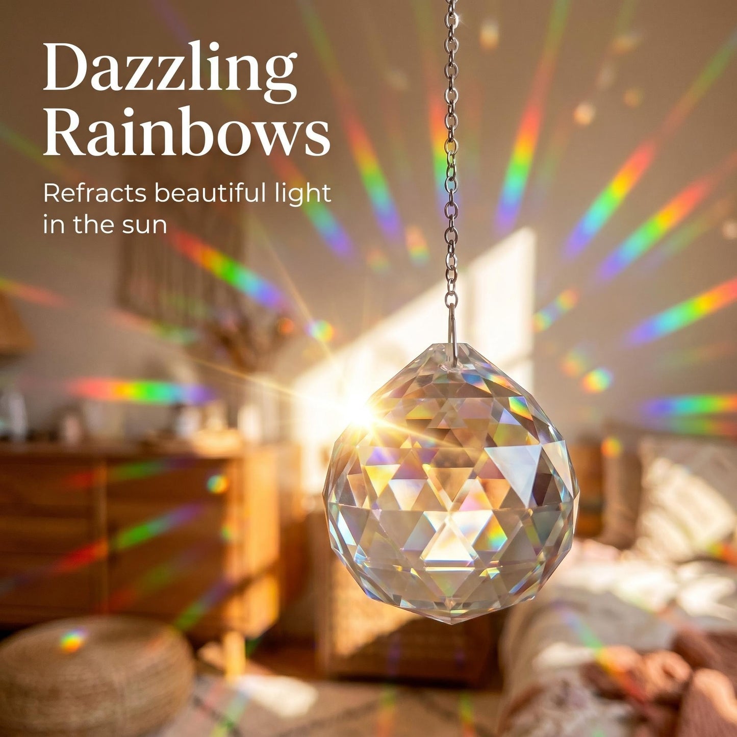 💎☀️ Napsütés‑fogó függőszett – Napfényt csapdába ejti, szivárványt varázsol, csillogást ad az ablakoknak 🌈