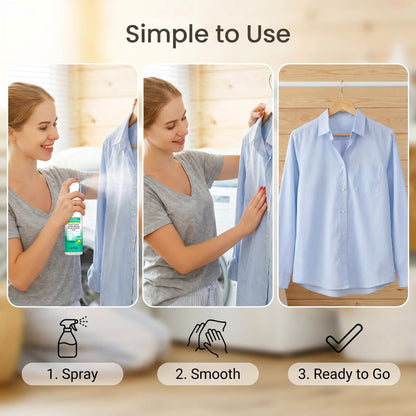 👕✨ Ránctalanító spray ruhákhoz – Kíméletes összetétel, hordozható kiszerelés – Vasalás nélkül, azonnal friss ruhák utazáshoz és otthonra 🌿💨
