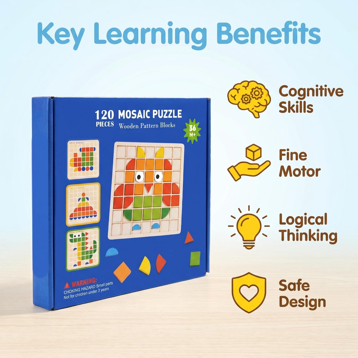 🧩 Fejlessze a kognitív készségeket – Színes állatmintás fa puzzle – Utánvétes 🦁️✨