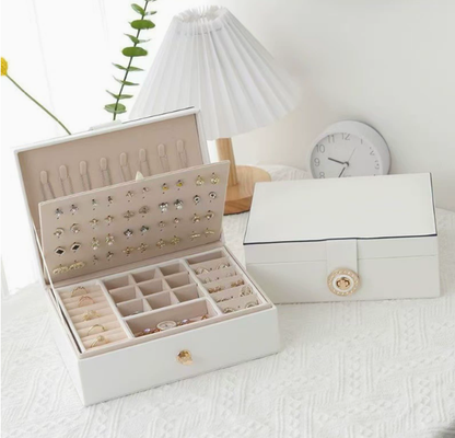 🎀 Kétszintes ékszeres doboz – Minimalista design, európai elegancia, nagy távolság a káosz ellen 🧹🕰️