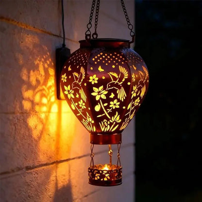 🔋✨ Hőlégballon napelemes kerti lámpa – Nappal tölt, éjjel világít, 6‑12 óra fény, esőálló 🌧️💡