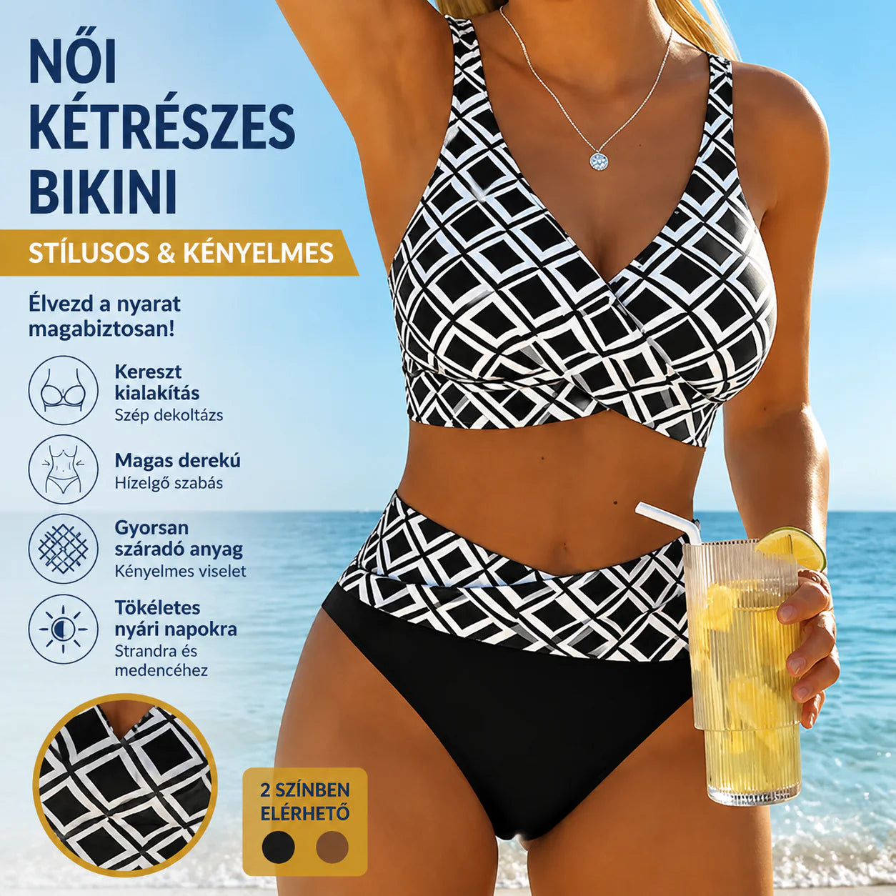 🌊 Magas derekú bikini, amely kiemeli az alakod – és a nyaralás minden percében magabiztossá tesz ☀️