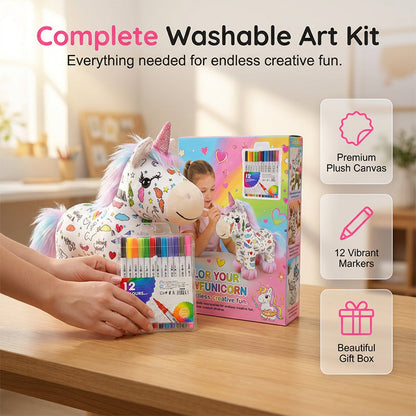 🦄🎨 Kifestő készlet egyszarvú plüssállathoz – Csináld magad színező szett – Kreatív játék gyerekeknek, saját, színes plüssállat készítése 🖌️✨