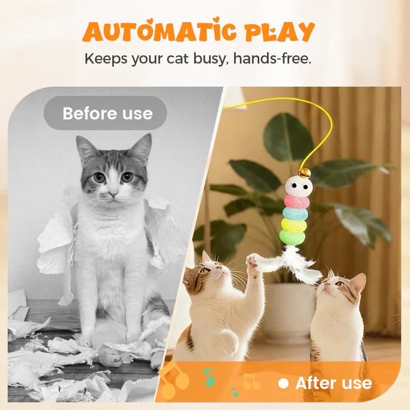 🐱 Automatikus behúzható macskajáték – Mozgó, visszahúzódó játék – Öngondoskodó szórakozás aktív cicáknak 🧶