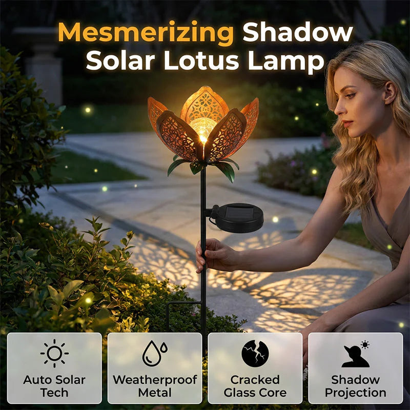 ☀️💡 Fém lótusz napelemes lámpa – Automatikus éjszakai világítás, időjárásálló, 6-12 óra fény, nincs villanyszámla 🔋