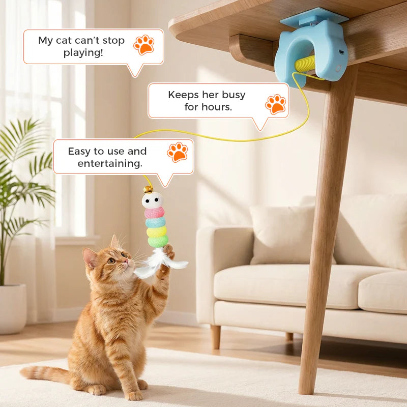 🐱 Automatikus behúzható macskajáték – Mozgó, visszahúzódó játék – Öngondoskodó szórakozás aktív cicáknak 🧶